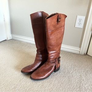 INC Fahnee Knee High Riding Boots Brown Leather